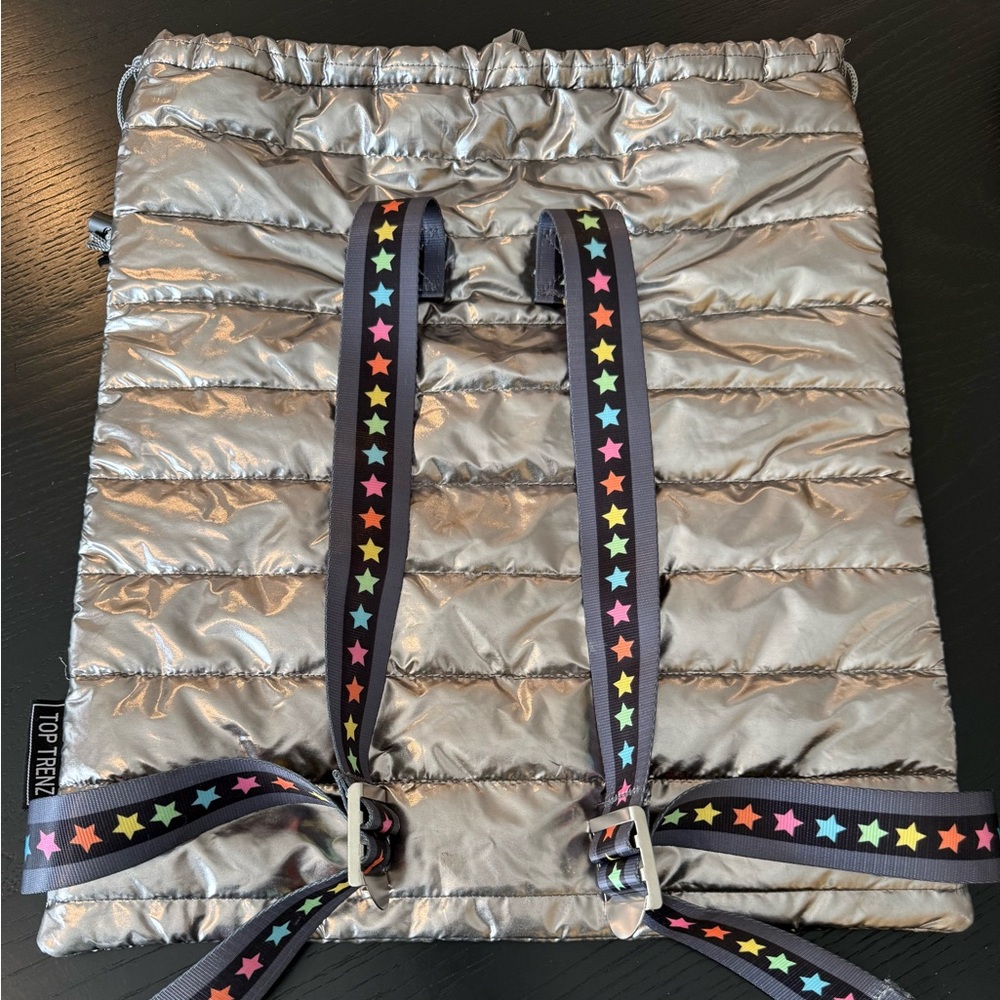 Top Trenz Silver Drawstring bag with Star Straps